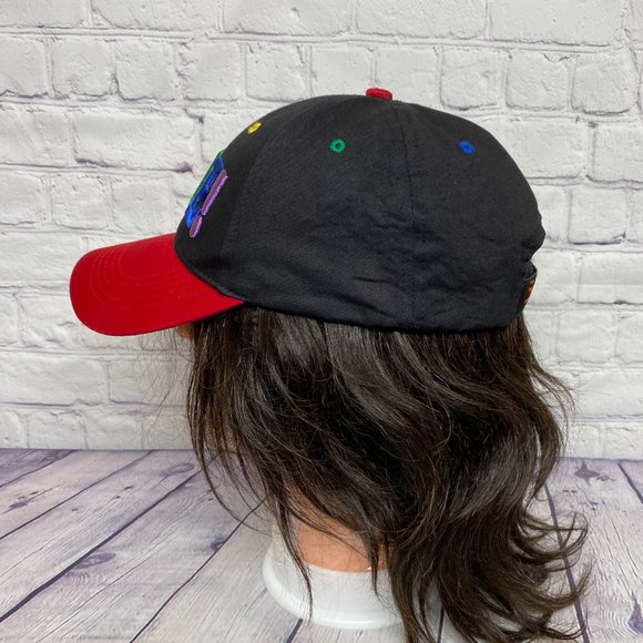 Sogo Sports Hat Cap Strap Back Black Red PRIDE! Puff Embroidered Rainbow Color - Picture 2 of 9
